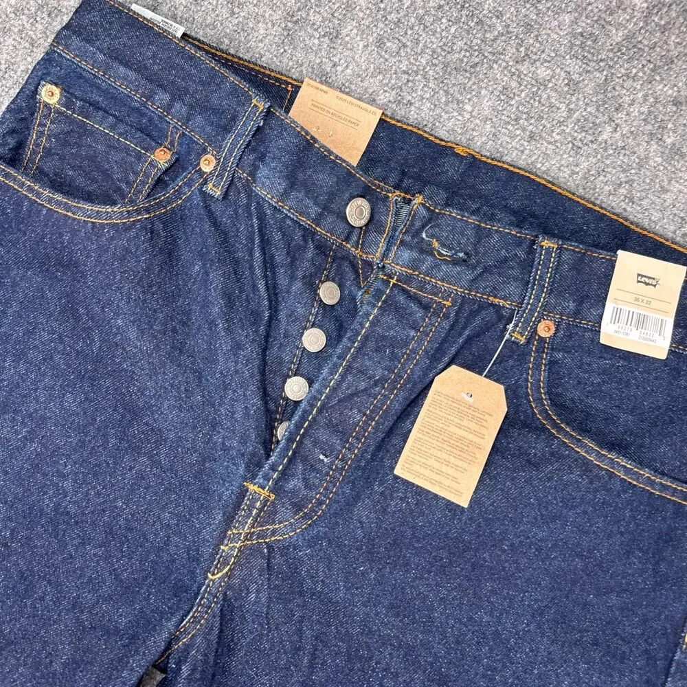 Levi's 501 Original Jeans Men's W36 L32 Dark Wash Button Fly NWT 100% Cotton